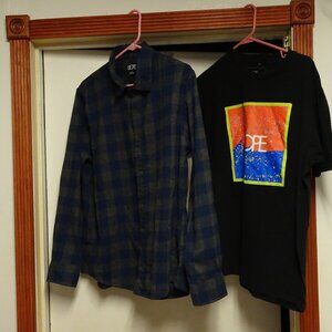 Two (2) DOPE Shirt Bundle Both are XL 1 flannel long sleeve  1 graphic tee Both